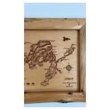 Rustic Framed Wood-Burned Map of The Whitefish Chain of Lakes, Minnesota