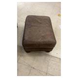 Brown Leather Armchair and Ottoman Set