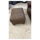Brown Leather Armchair and Ottoman Set