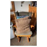 Upholstered Oak Wooden Rocking Chair with Cushions