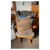 Upholstered Oak Wooden Rocking Chair with Cushions