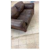 Used Brown Leather Loveseat with Nailhead Trim