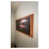 Framed Landscape Wall Art with Lake and Loons