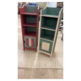 Pair of Rustic Painted Wooden Bookshelves