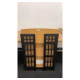 Three-Tier Bookcase with Black Openwork Sides