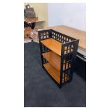 Three-Tier Bookcase with Black Openwork Sides