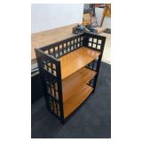 Three-Tier Bookcase with Black Openwork Sides