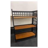 Three-Tier Bookcase with Black Openwork Sides