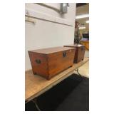 Set of 2 Rustic Wooden Storage Chests with Metal Hardware