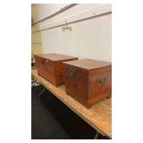 Set of 2 Rustic Wooden Storage Chests with Metal Hardware