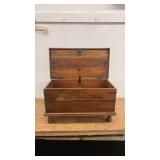 Vintage Wooden Storage Chest with Metal Accents