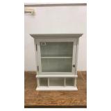 White Wooden Wall-Mounted Shelf Cabinet with Glass Door