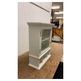 White Wooden Wall-Mounted Shelf Cabinet with Glass Door