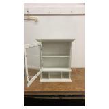 White Wooden Wall-Mounted Shelf Cabinet with Glass Door