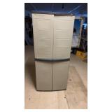 Beige Plastic Storage Cabinet with Shelves