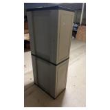 Beige Plastic Storage Cabinet with Shelves