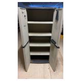 Beige Plastic Storage Cabinet with Shelves