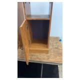Pair of Oak Wooden Bedside Tables with Open Shelf and Cabinet