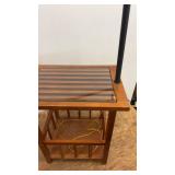 Wooden End Table with Built-In Lamp and Glass Top
