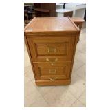 Oak Wood 2-Drawer Filing Cabinet
