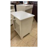 White Wooden Nightstand with Drawer and Turquoise Knobs