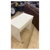 White Vanity Table with Flip-Up Mirror and Storage Compartments