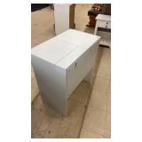 White Vanity Table with Flip-Up Mirror and Storage Compartments