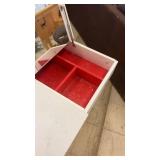 White Vanity Table with Flip-Up Mirror and Storage Compartments