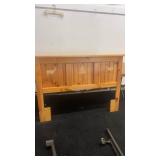 Rustic Pine Wood Headboard with Animal and Tree Carvings