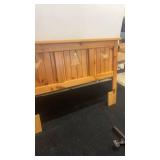 Rustic Pine Wood Headboard with Animal and Tree Carvings