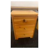 Pair of Pine Wood 3-Drawer Nightstands