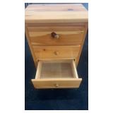 Pair of Pine Wood 3-Drawer Nightstands