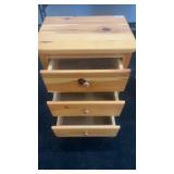 Pair of Pine Wood 3-Drawer Nightstands