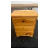 Pair of Pine Wood 3-Drawer Nightstands