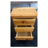 Pair of Pine Wood 3-Drawer Nightstands