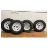 Set of 4 Pre-Mounted Trailer Tires on Steel Wheels - ST205/75R15 & ST225/75R15