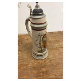 Vintage German Beer Stein with Pewter Lid