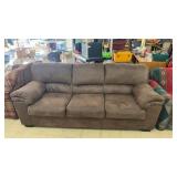 Used Brown Suede Sofa with Plush Cushions