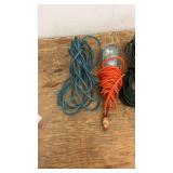 Collection of Assorted Extension Cords and Work Light