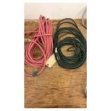 Collection of Assorted Extension Cords and Work Light