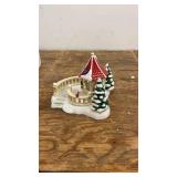 Vintage Ceramic Christmas Gazebo Decoration with Snowy Trees
