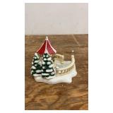 Vintage Ceramic Christmas Gazebo Decoration with Snowy Trees