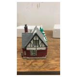 Ceramic Christmas Village House with Snow-Covered Tree