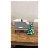 Ceramic Christmas Village House with Snow-Covered Tree