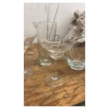 Glassware Set of Martini Glasses, Pitcher, and Stirring Rods