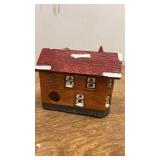 Vintage Ceramic Christmas House with Red Roof Decoration