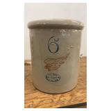 Red Wing 6 Gallon Stoneware Crock with Wing Decoration