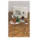 3-Piece Christmas Village Set with Pony Rides and Figurines
