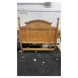 Solid Wood King Bed Frame with Metal Rails