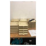 Set of Beige Plastic Storage Drawers with Installation Instructions